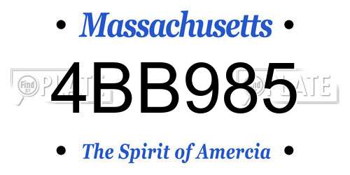 4BB985 Massachusetts License Plate