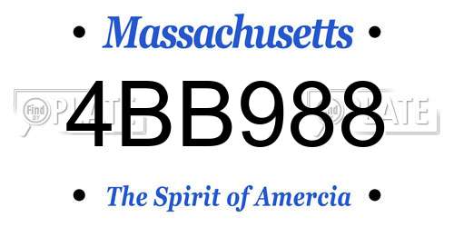 4BB988 Massachusetts License Plate