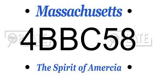 4BBC58 Massachusetts License Plate