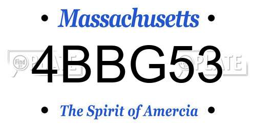 4BBG53 Massachusetts License Plate