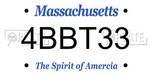 4BBT33 Massachusetts License Plate