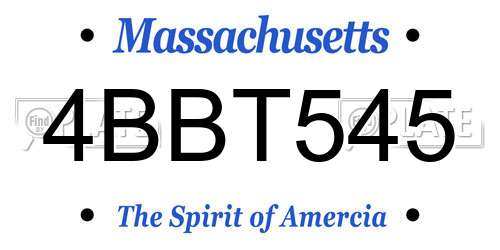 4BBT545 Massachusetts License Plate