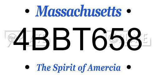 4BBT658 Massachusetts License Plate