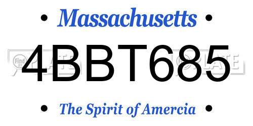 4BBT685 Massachusetts License Plate