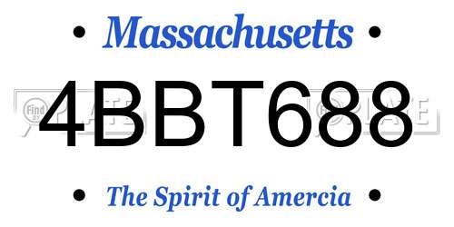 4BBT688 Massachusetts License Plate