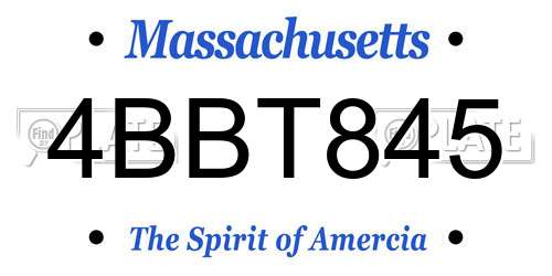 4BBT845 Massachusetts License Plate
