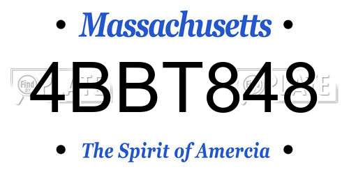 4BBT848 Massachusetts License Plate