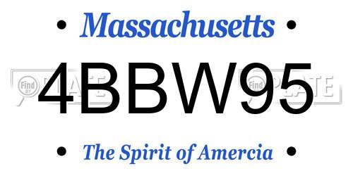 4BBW95 Massachusetts License Plate