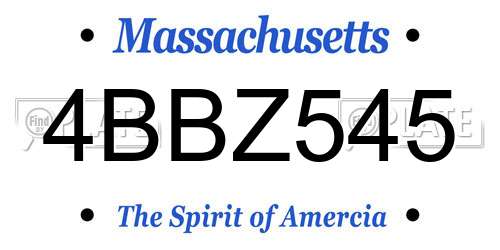 4BBZ545 Massachusetts License Plate