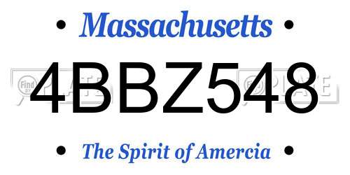 4BBZ548 Massachusetts License Plate