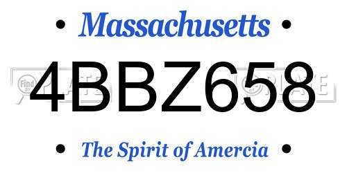 4BBZ658 Massachusetts License Plate