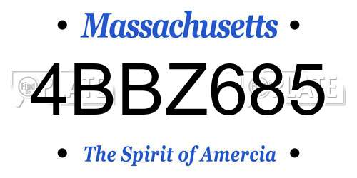 4BBZ685 Massachusetts License Plate