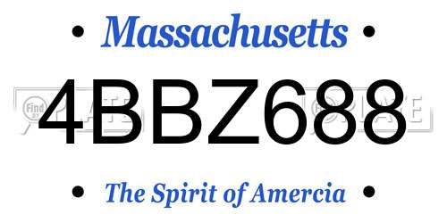 4BBZ688 Massachusetts License Plate