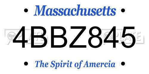 4BBZ845 Massachusetts License Plate