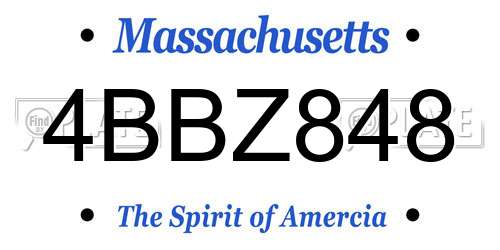 4BBZ848 Massachusetts License Plate