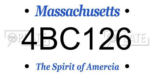 4BC126 Massachusetts License Plate