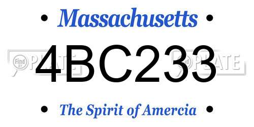 4BC233 Massachusetts License Plate