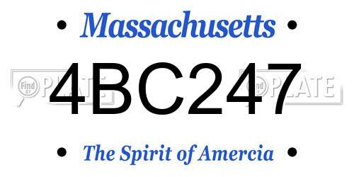 4BC247 Massachusetts License Plate