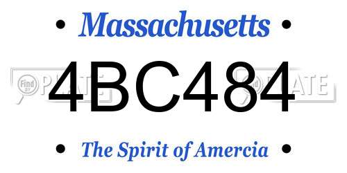 4BC484 Massachusetts License Plate