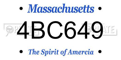 4BC649 Massachusetts License Plate