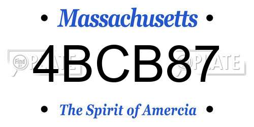 4BCB87 Massachusetts License Plate