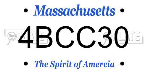 4BCC30 Massachusetts License Plate