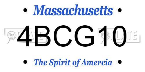 4BCG10 Massachusetts License Plate