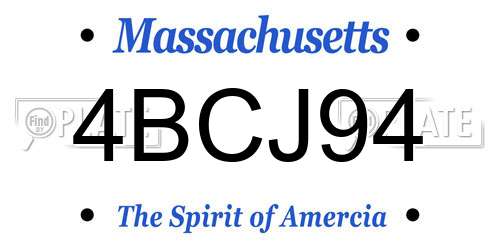4BCJ94 Massachusetts License Plate