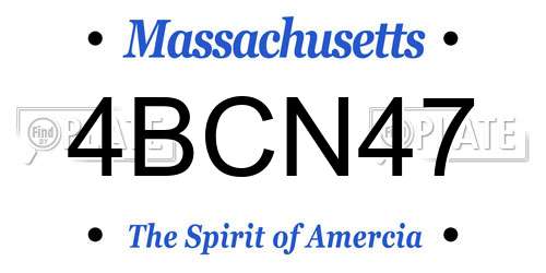 4BCN47 Massachusetts License Plate