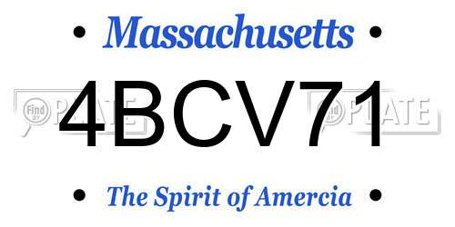 4BCV71 Massachusetts License Plate