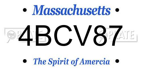 4BCV87 Massachusetts License Plate