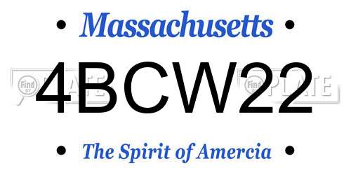 4BCW22 Massachusetts License Plate