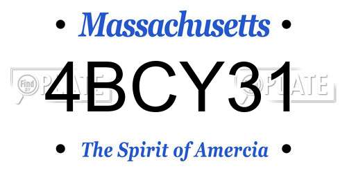 4BCY31 Massachusetts License Plate