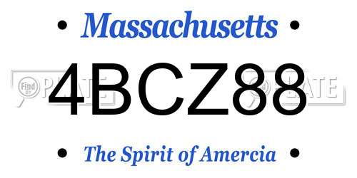 4BCZ88 Massachusetts License Plate