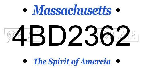 4BD2362 Massachusetts License Plate
