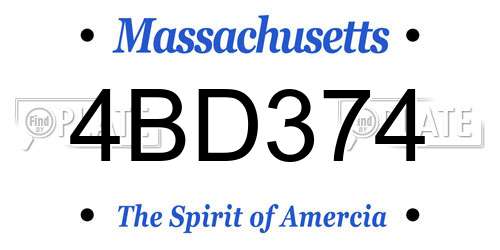 4BD374 Massachusetts License Plate