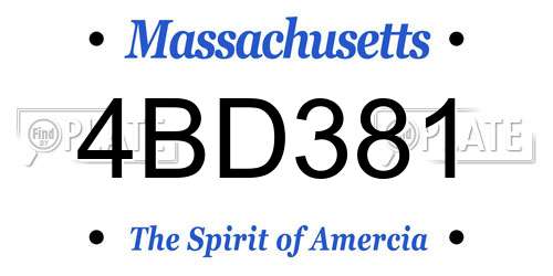 4BD381 Massachusetts License Plate