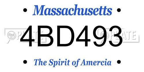 4BD493 Massachusetts License Plate