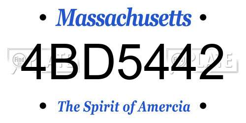 4BD5442 Massachusetts License Plate