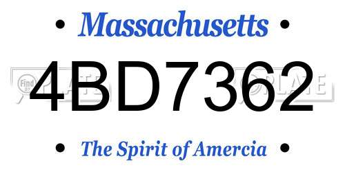4BD7362 Massachusetts License Plate