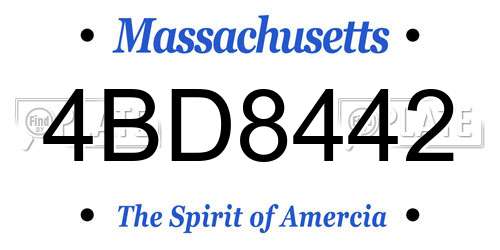4BD8442 Massachusetts License Plate