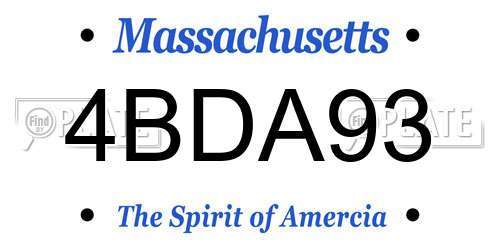 4BDA93 Massachusetts License Plate