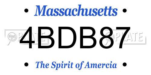 4BDB87 Massachusetts License Plate