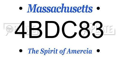 4BDC83 Massachusetts License Plate