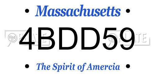 4BDD59 Massachusetts License Plate