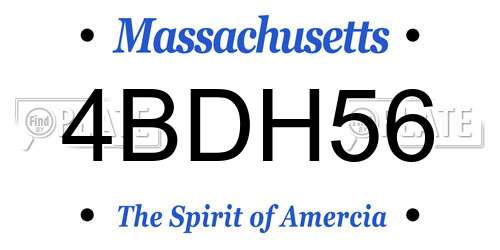 4BDH56 Massachusetts License Plate
