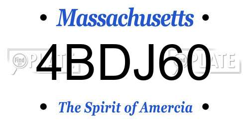 4BDJ60 Massachusetts License Plate