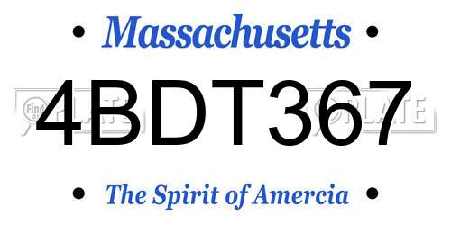 4BDT367 Massachusetts License Plate