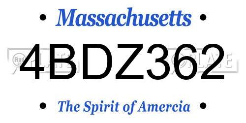 4BDZ362 Massachusetts License Plate