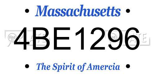 4BE1296 Massachusetts License Plate